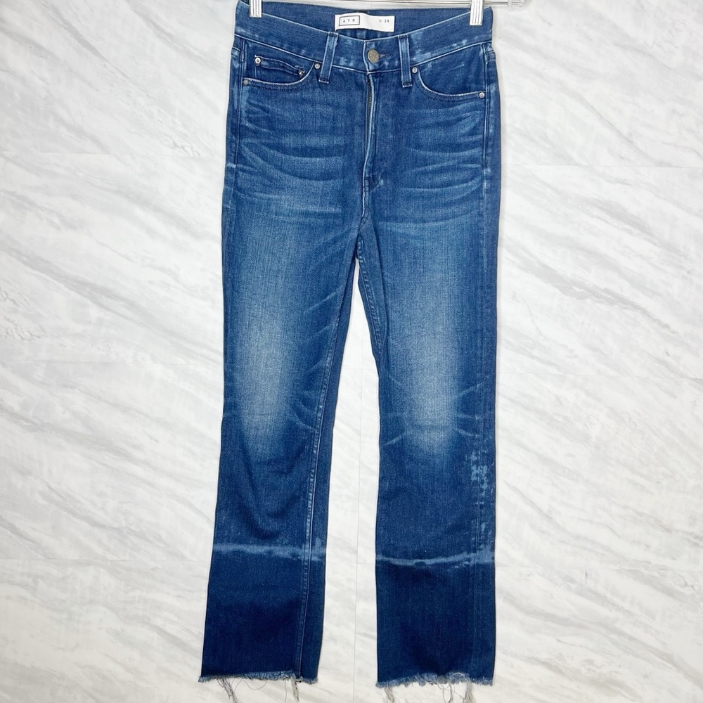 AYR Blue Straight Leg Jeans with Raw Hem 26